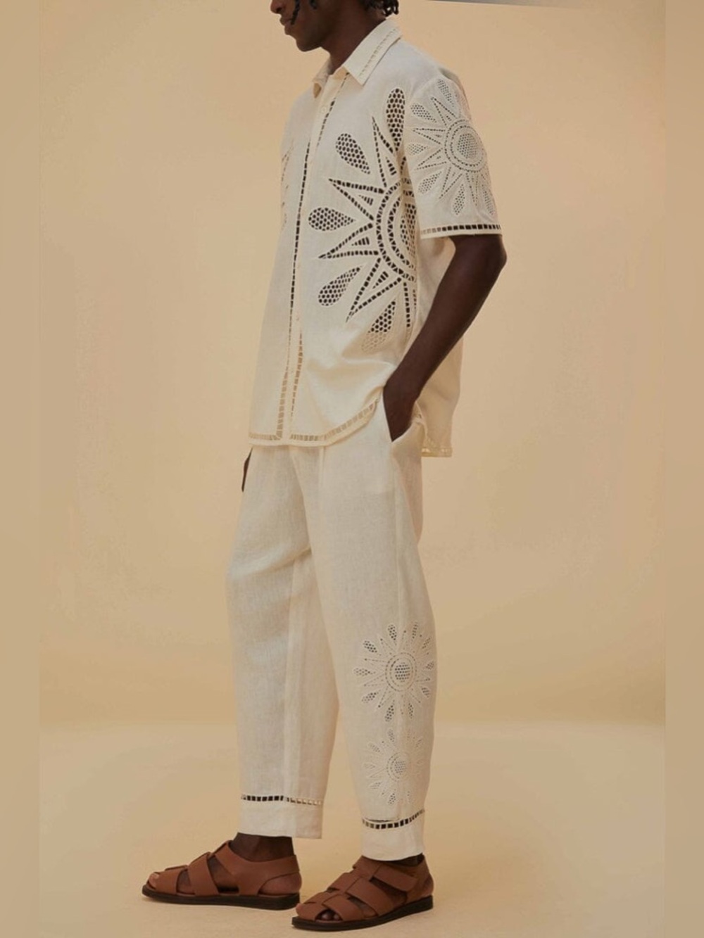 Farm Rio Off-White Maxi Sunset Richelieu Embroidered Pants